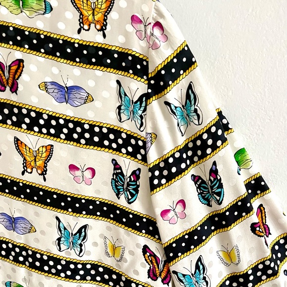Vintage Silk Butterfly Polka Dot Blouse Alice Olivia Kate Spade Anthro Style - Picture 10 of 13